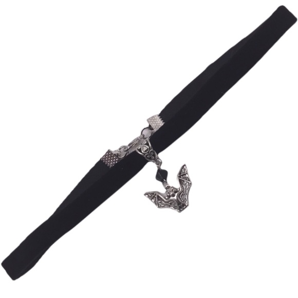 Jewelry - Black Velvety Choker Necklace with bat charm goth